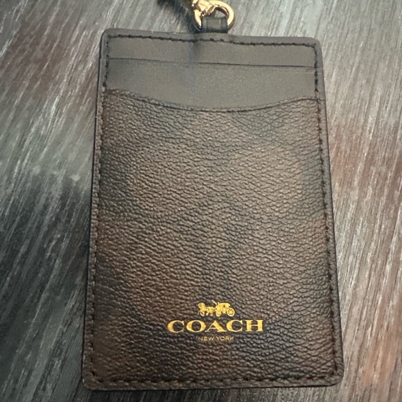 Coach Dark Brown Card Holder with Lanyard - Picture 4 of 4